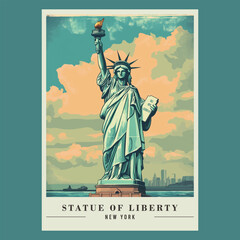 Statue of Liberty Vintage Poster Stock Vector Illustration