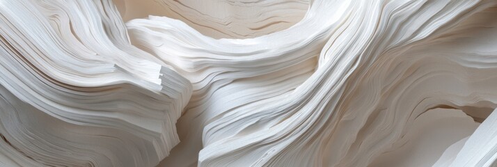 Obraz premium 白い紙が波のように重なり合う様子の詳細な描写