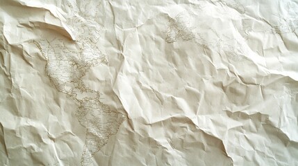 Fototapeta premium Wrinkled paper with world map.