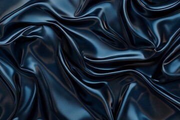 Obraz premium Luxurious deep blue satin fabric with elegant folds and creases under soft lighting