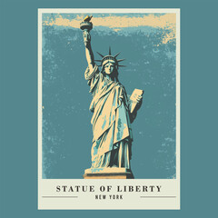 Statue of Liberty Vintage Poster Stock Vector Illustration