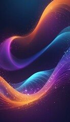 Obraz premium Abstract Cosmic Waves Futuristic Fusion of Purple and Orange Light Energy and Fluid Motion in the Dark