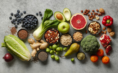 various fresh products for healthy diet