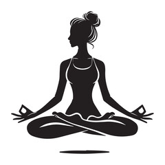 Yoga pose silhouette on white background