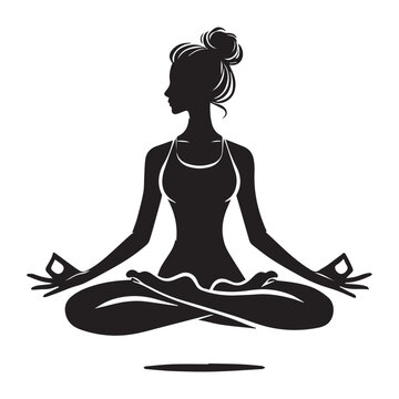 recommend clip art: Yoga pose silhouette on white background