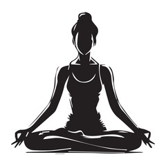 Yoga pose silhouette on white background