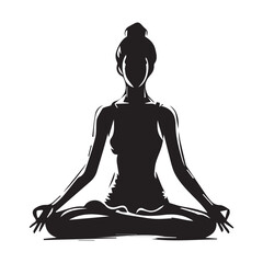 Yoga pose silhouette on white background