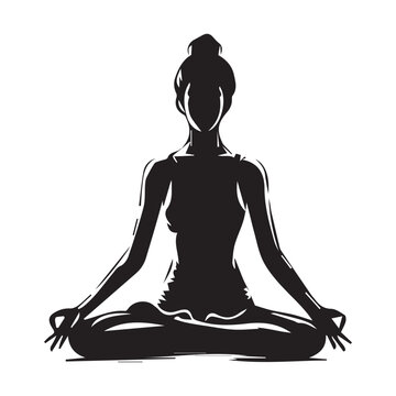 recommend clip art: Yoga pose silhouette on white background