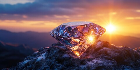 Obraz premium Diamond on Mountain Sunset