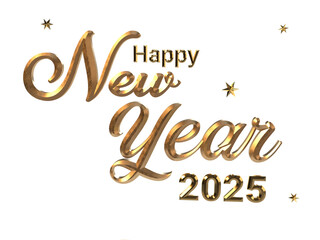 Happy new year 2025 gold text effect banner design template