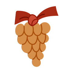 Vector clipart of cute, Christmas pine cone. Isolated on white background vector illustration.