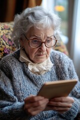 Old Woman Reading Book