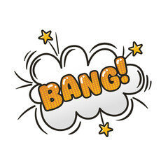 A vibrant retro comic book illustration featuring a classic speech balloon. The design incorporates halftone shadows, embodying vintage pop art style, capturing a lively and expressive aesthetic.