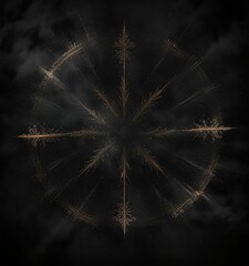 Obraz premium Fine powder is sprinkled onto a dark background in a symmetrical pattern creating a visually appealing effect, creative composition, symmetrical scatter