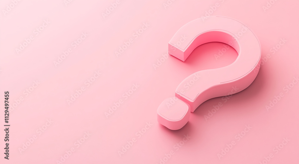 Poster Creative question mark design on a pink background evokes curiosity and contemplation in a minimalistic style