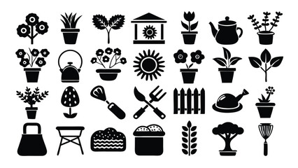 Gardening and Plants related icon editable stroke outline  set of different types small icons isolated on white background flat vector illustration