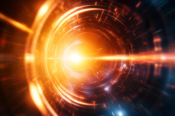 Obraz premium Dynamic abstract light effect showcasing energy and motion in a futuristic setting.