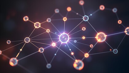 An abstract network of interconnected dots and lines, glowing with dynamic energy, symbolizing business relationships and communication
