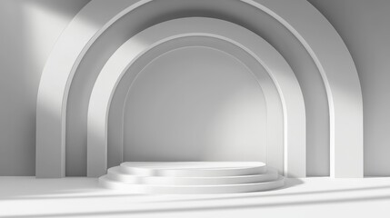 Fototapeta premium Abstract minimal scene with geometrical form. Cylinder podiums in white colors. Abstract background. Scene to show cosmetic podructs. Showcase, display case. 3d render.