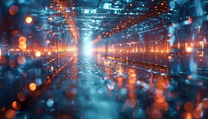 Obraz premium A computer generated image of a futuristic city with a bright blue sky