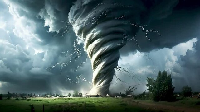 a tornado  and  lightning