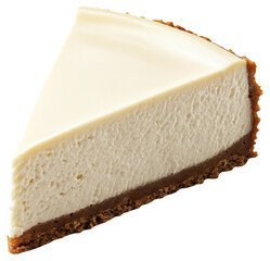 Slice of creamy cheesecake with a graham cracker crust