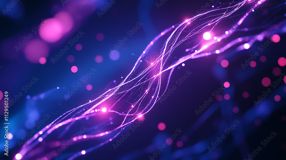 Poster vibrant abstract image showcasing colorful flowing lines with a digital feel.