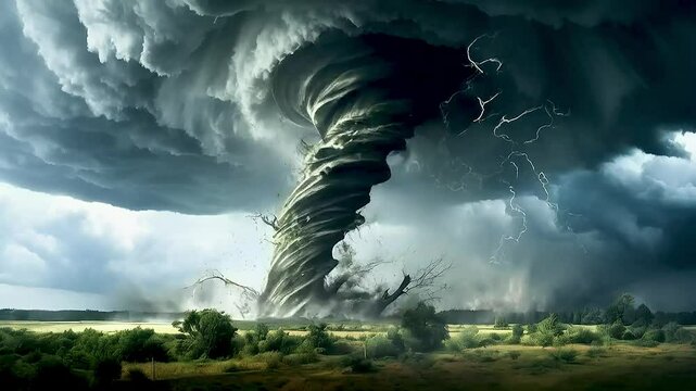 a tornado  and  lightning