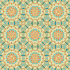 Patrón sin costuras diseño vitral colores. Efecto Caleidoscopio. Textura. Fondo. Estampa. Ilustración Original