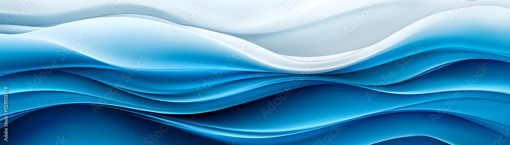 Poster abstract waves of blue water creating a serene and calming atmosphere.