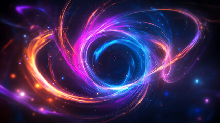 Obraz premium Abstract swirling lights in vibrant colors creating a cosmic atmosphere.