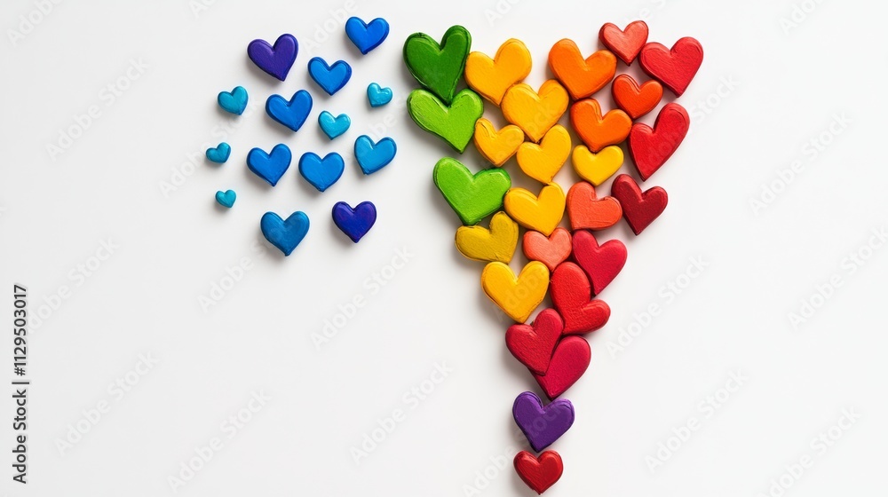 Aufkleber rainbow of hearts are arranged in a heart shape. the hearts are of different colors and sizes, and t