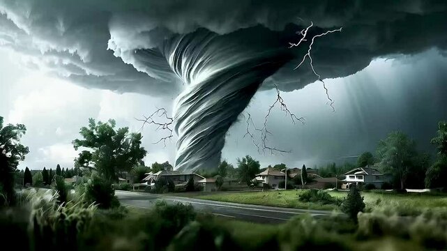 a tornado  and  a house