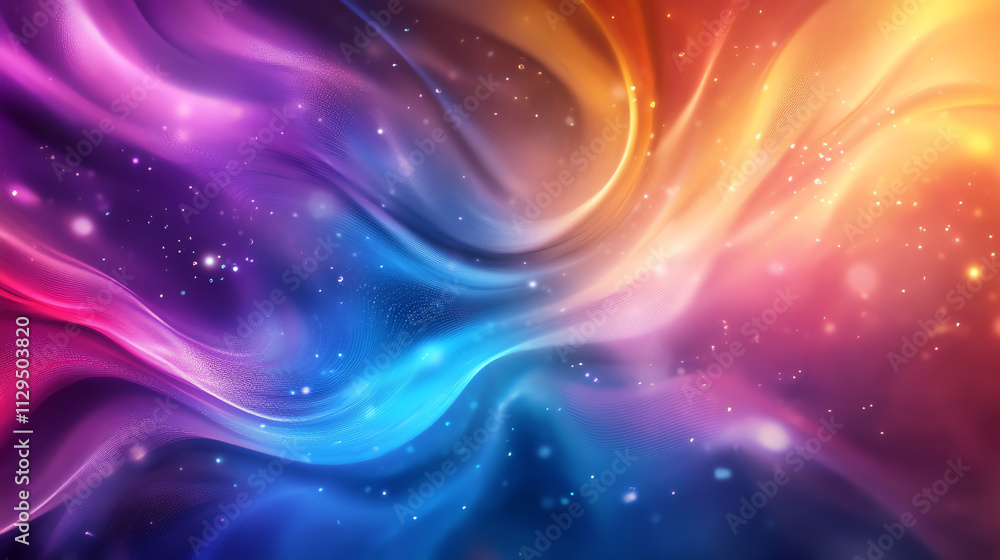 Poster abstract colorful background with smooth curves and vibrant light effects.