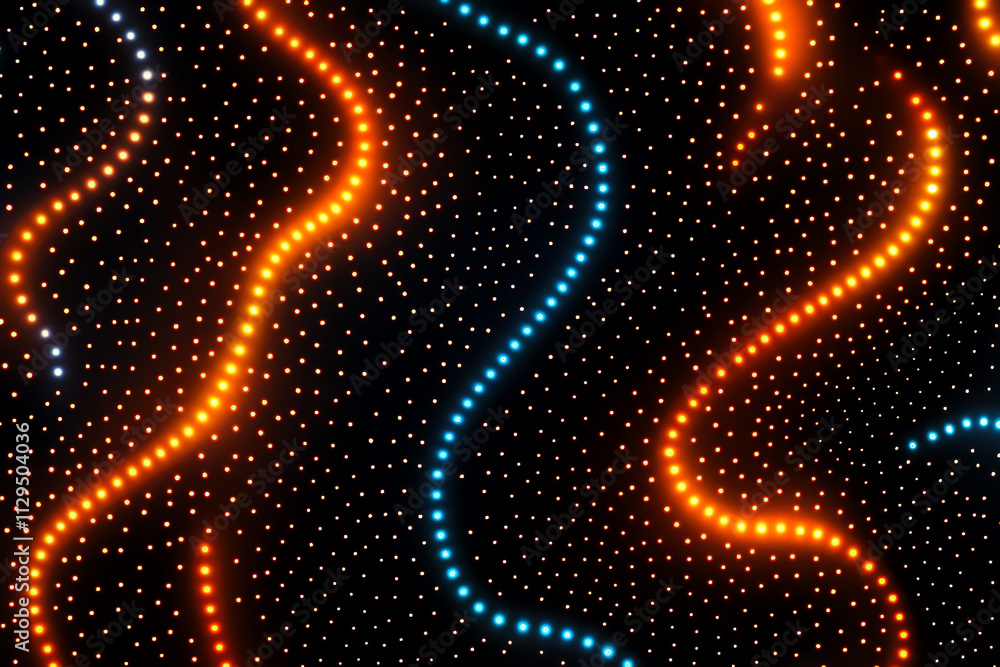 Poster vibrant light trails in orange and blue create a mesmerizing abstract pattern.