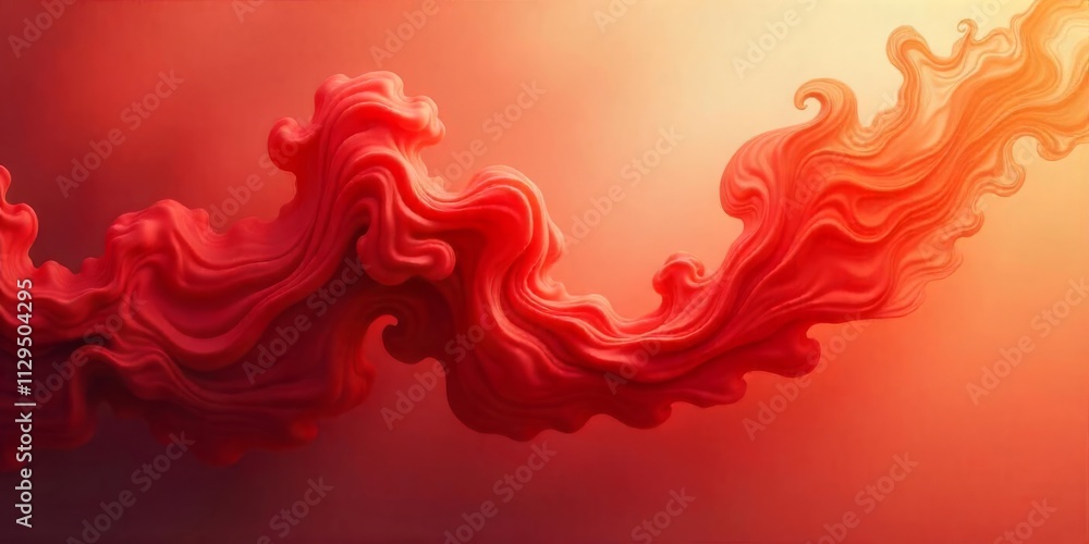Poster abstract red fluid flowing against a gradient background