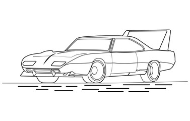 Obraz premium Outline car vector drawing concept design.Vehicle outline sketch illustration isolated on white background.car line art for coloring book.Car icon set.Transport symbol.Vector illustration.