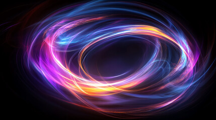 Colorful abstract light swirl on a dark background, perfect for modern designs and projects.