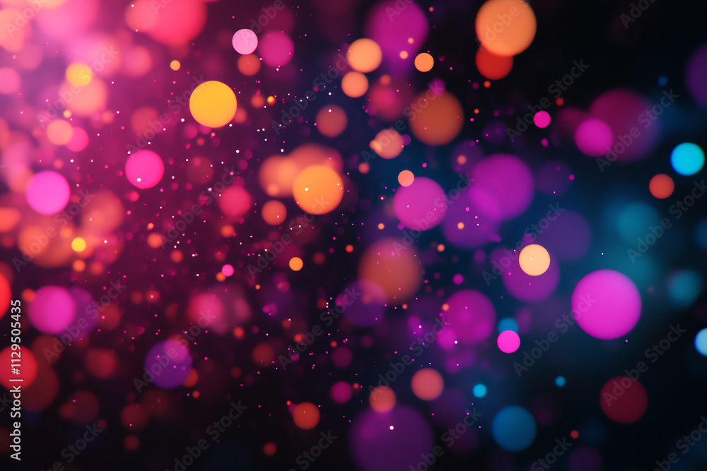 Poster vibrant abstract background with colorful bokeh lights and a dreamy atmosphere.