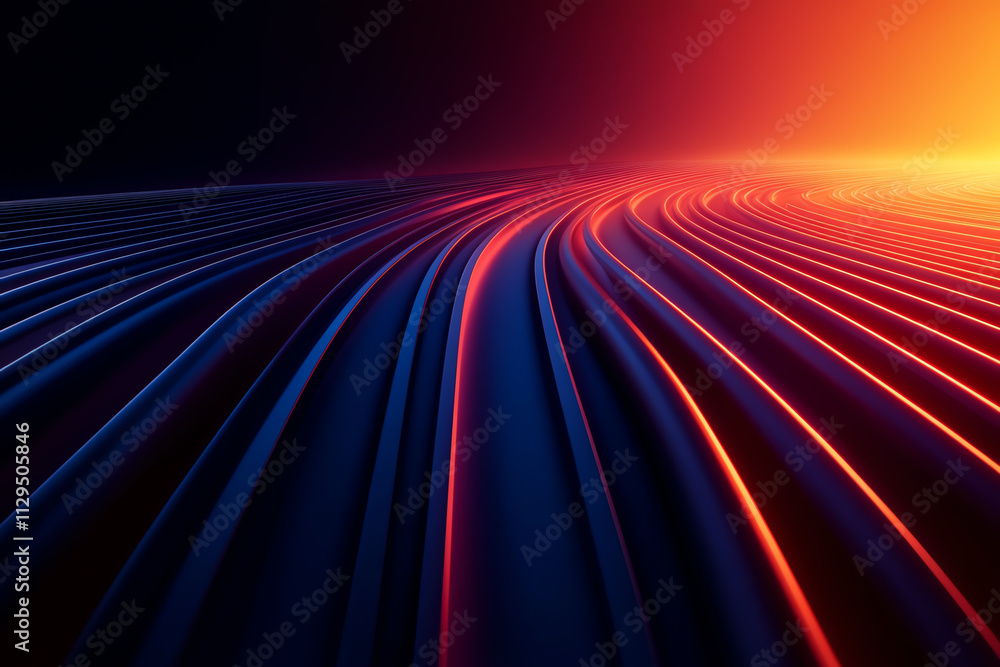 Aufkleber abstract light trails creating a dynamic and colorful digital landscape.