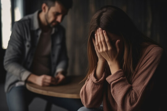 Emotional Conflict: Young Couple in Heated Discussion with Apparent Distress