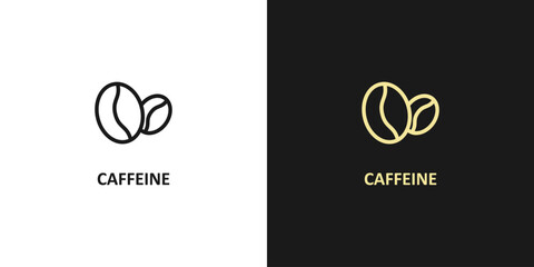 Caffeine simple icon. Coffee bean icon isolated on white background. Line bean icon. Morning coffee vector. Black line grain icon design.