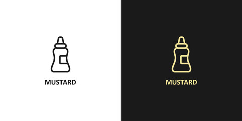 Fototapeta premium Mustard simple icon. Icon related to cooking spices. Two tone icon style, lineal color. Simple vector design