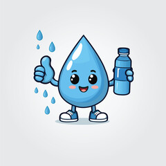 Adorable Water Drop Design ,Stay Hydrated: Cute Drop ,Charming Hydration Illustration