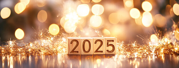 Bright decorations and warm lights welcome the New Year 2025.