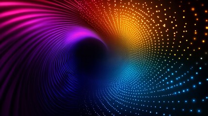 Obraz premium A vibrant swirl of colors creates a mesmerizing abstract pattern, with hues of purple, orange, and blue radiating outward.