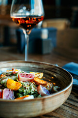 hot food in a plate on the table