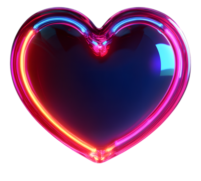 PNG 3D render of neon heart icon night illuminated futuristic. - Powered by Adobe