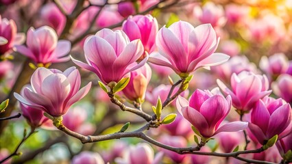 pink magnolia flowers in spring