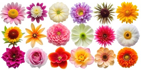 Fototapeta premium set of flowers isolated on white background Png